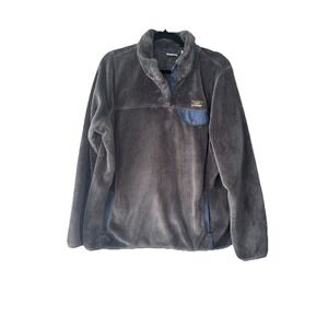 L.L. Bean Women's‎ Grey Pullover Snap T Fuzzy Fleece Jacket Size XL Outdoors